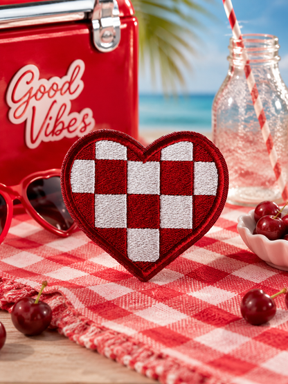 Iron-On Patch - Checkered Heart